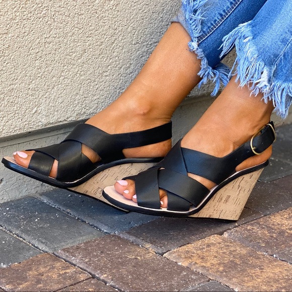 Woven Genuine Leather Cork Wedge Sling Sandal - Picture 7 of 11